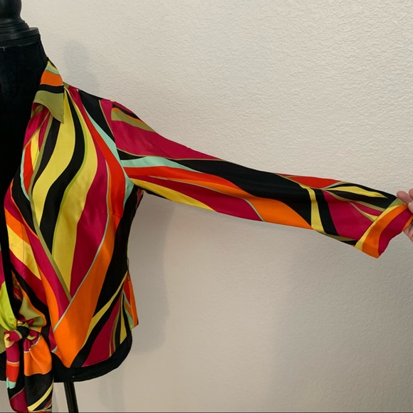 Spenser Jeremy vintage 70’s retro silk waist tie top - Picture 2 of 8